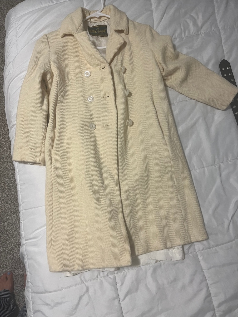Crown Cream Double-Breasted Pea Coat